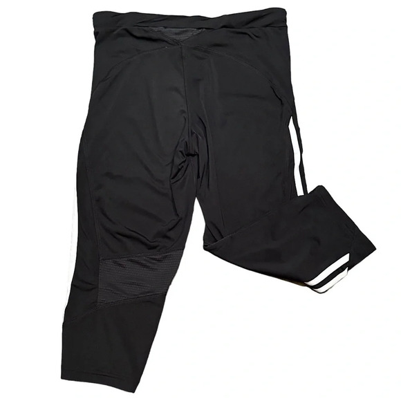 Adidas Women Size XS 3-Stripe 3/4 Pants Black Running  Training SZ 34/36 - Picture 2 of 3